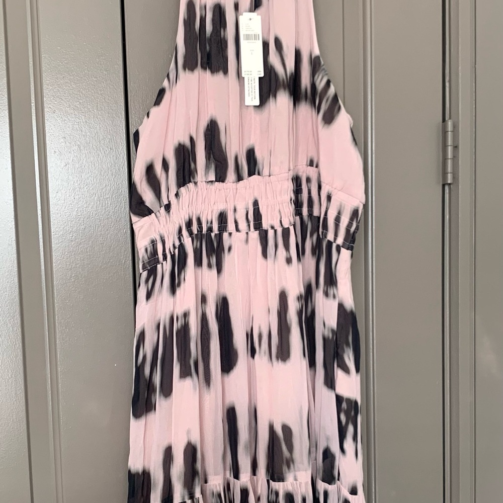 Anthropologie Elegant Pink and Black Halter style Maxi Dress - Picture 6 of 9